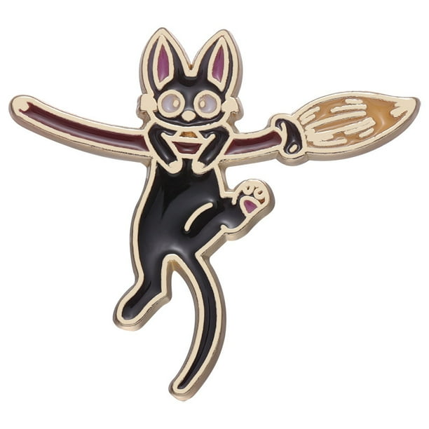 Brooch Pins Alfileres esmaltados con dibujos animados de gatos negros voladores