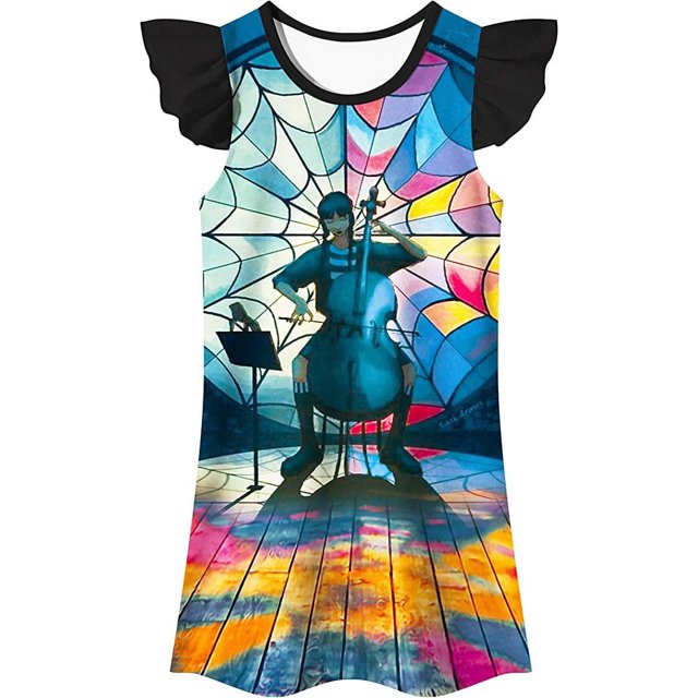 Jupe Princesse Maison Complète Magique pour Fille Manches Courtes à Volants Robe Col Rond pour Fille