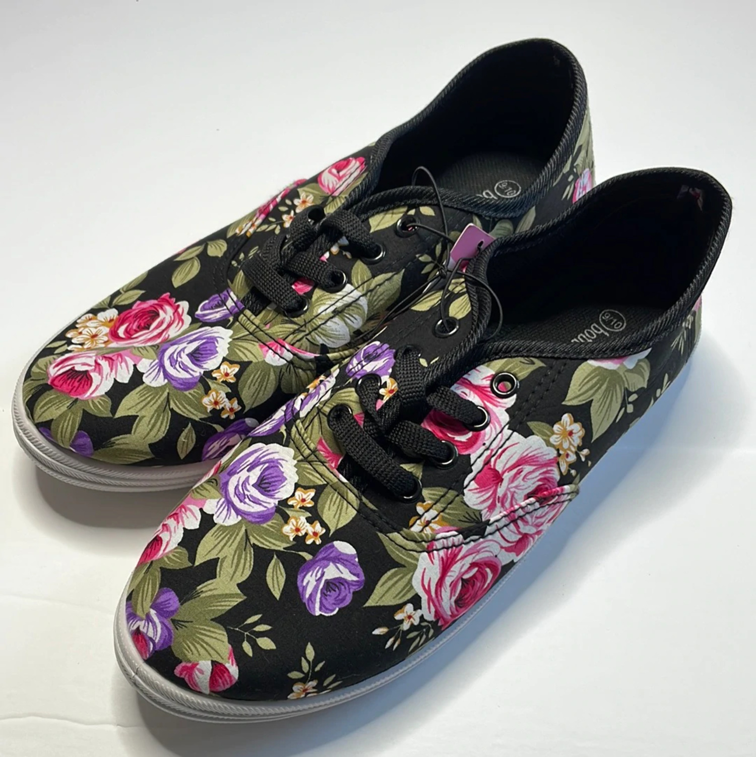 Womens, Bobbie Brooks Lace Up Floral Tennis Shoe