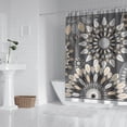 thumbnail image 3 of Extra Long Boho Shower Curtain 72x84 Inches - Vintage Floral & Tropical Leaves Pattern, Waterproof Bohemian Bathroom Decor with 12 Hooks, Tribal Rustic Style, 3 of 5