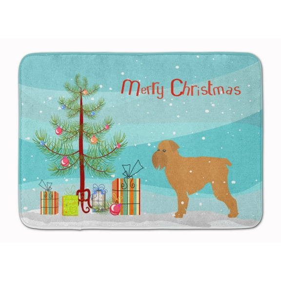 Brussels Griffon Merry Christmas Tree Machine Washable Memory Foam Mat