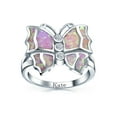 thumbnail image 2 of Bling Jewelry Womens Cocktail Statement Ring: Pink Opal Butterfly with CZ Accents in Sterling Silver, 2 of 5