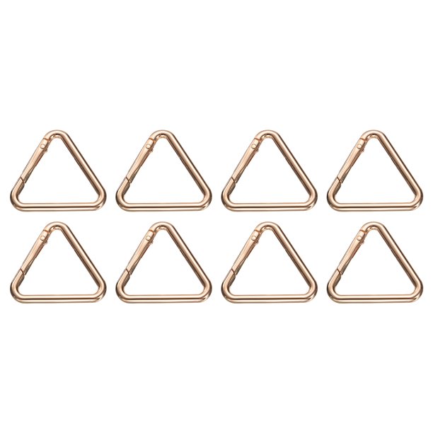 Uxcell 8 Pcs Anillo de Llave en Forma de Triángulo de 1.8 Pulgadas, Clip de Resorte de Metal para Llaveros, Bolsas, Carteras, Manualidades, Accesorios de Decoración, Dorado