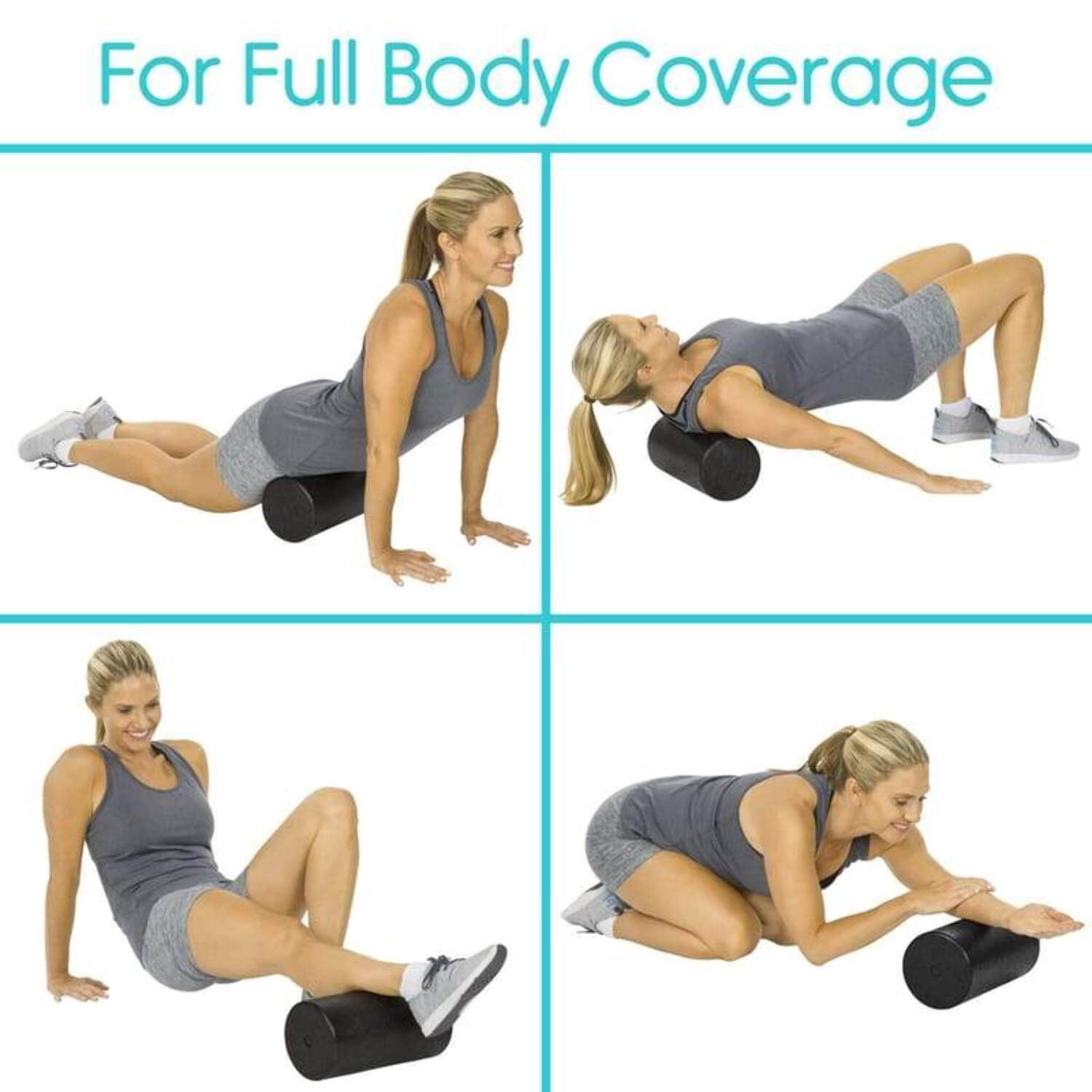 Vive High-Density Round Foam Roller 12” - for Back, Legs, Exercise and Muscle Massage