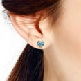 thumbnail image 3 of Elegant Simulated Blue Turquoise Heart Sterling Silver Filigree Stud Earrings, 3 of 5