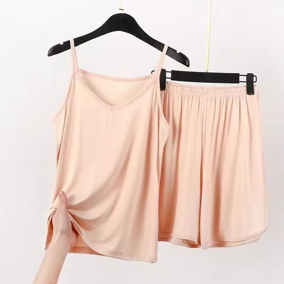 Dxzfnsa Women Two Piece Outfits Women's Round Neck Sleeveless Crop Tops With Loose Comfy Shorts Sets Loungewear Comfortable Solid Color Sets
