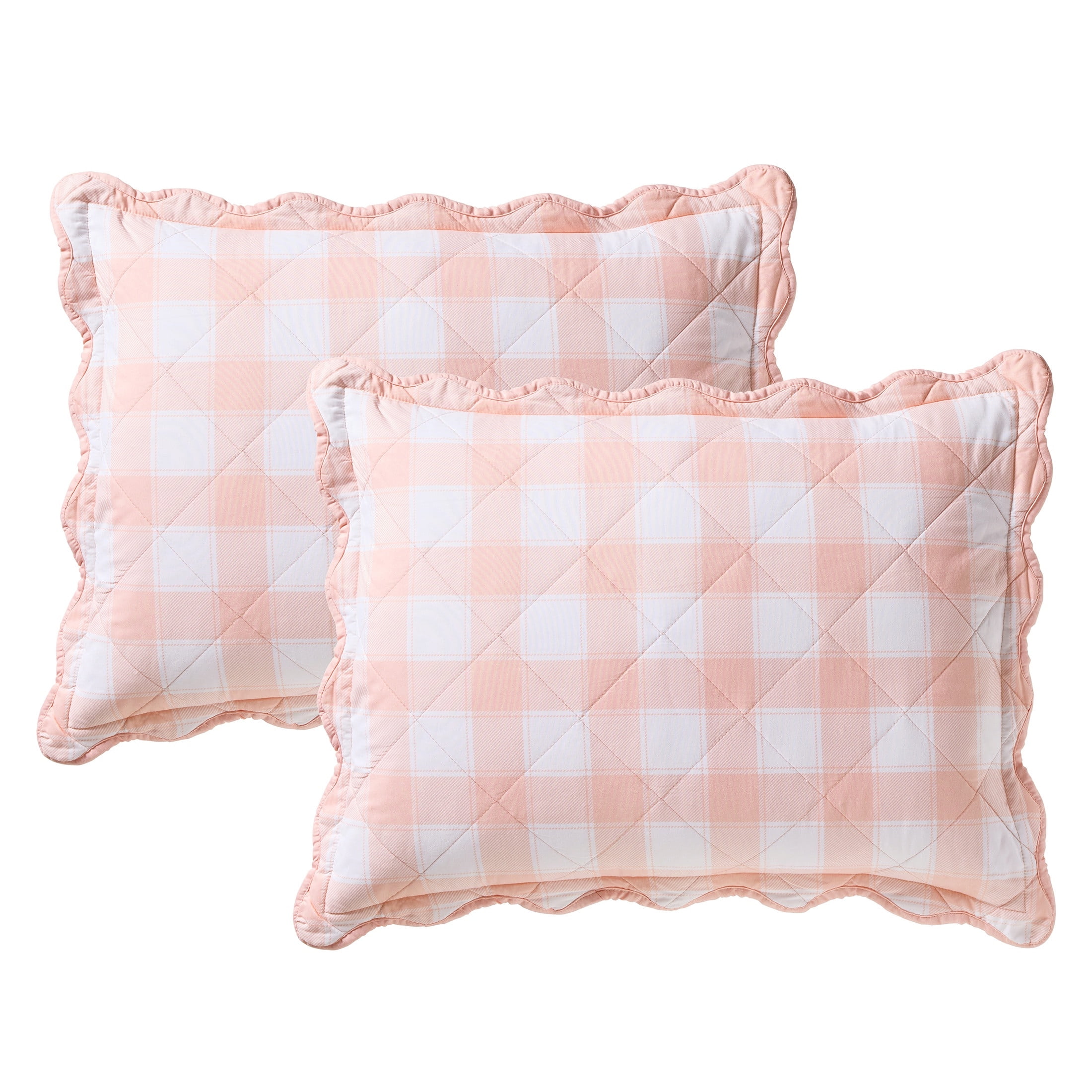 Hallmark Checkered Bliss 3-Piece Rose Scalloped Adult Quilt Set, Full/Queen