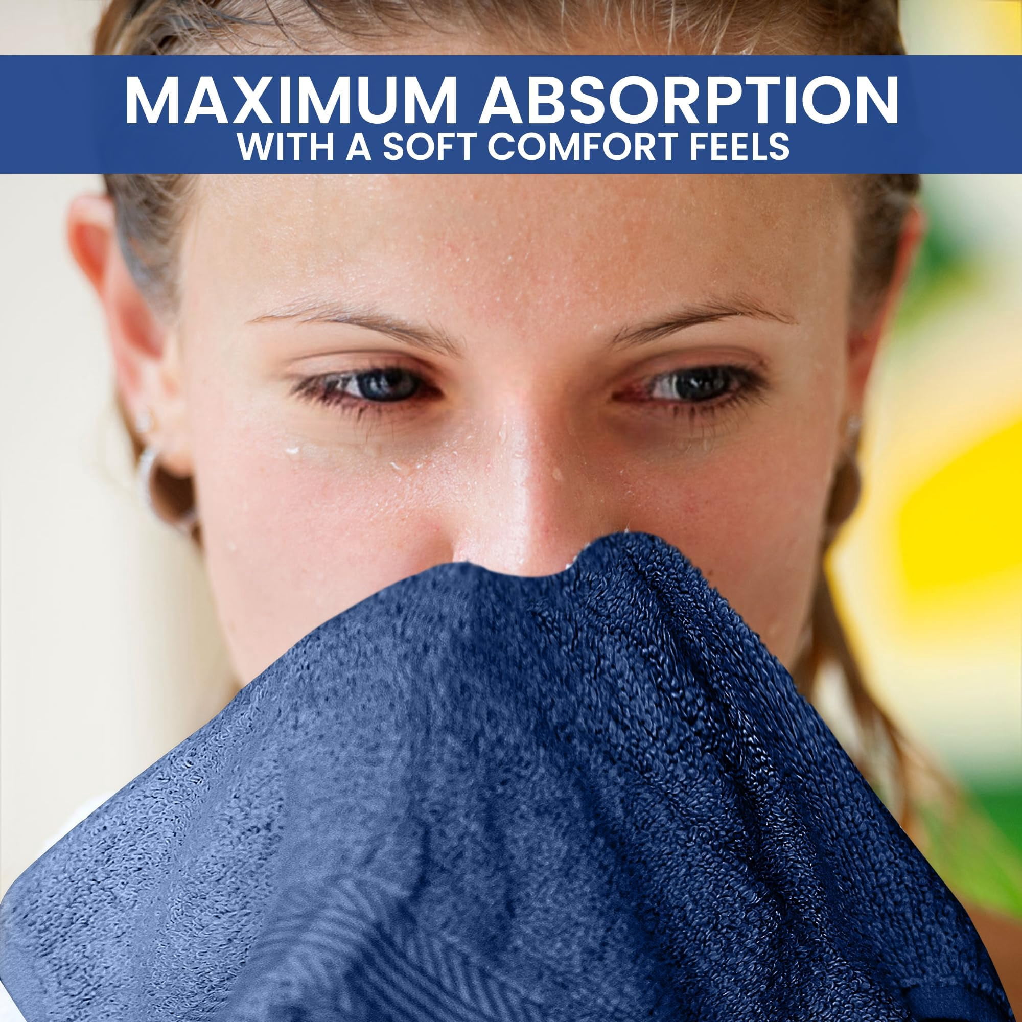 Linteum Textile Supply 13x13 Washcloth (Navy Blue) – 100% Ring Spun Cotton Zero Twist Towels | Absorbent, Quick Dry, Durable for Bathroom, Spa, Gym (12 Pack)