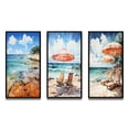 thumbnail image 2 of Designart "Southern Shoreline Echoes" Nautical & Beach Framed Wall Art Set Of 3 - Turquoise Beach Sand Frame Canvas Set For Living Room Decor, 2 of 6