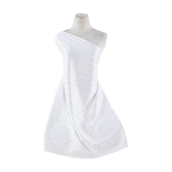 Zelouf Diamond Annabelle Stretch Satin Jacquard  , Sewing, DIY, Crafts Fabric by the Yard, White, 3 Yard
