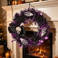 thumbnail image 5 of Halloween Hand Bone Wreath, Spooky Front Door Wreath Gothic Bow Festival Hanging Decoration, Reusable Seasonal Accent for Porch Entryway Garden for Halloween Party Indoor Outdoor Decor, 5 of 6