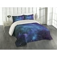 thumbnail image 2 of Ambesonne Nebula Quilted Coverlet 3 Pcs, Galaxy Stars in Space, King Size, Navy Purple, 2 of 4