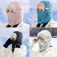 thumbnail image 5 of 2026 New 4 in 1 Hat with Mask Goggles，Winter Windproof Full Cover Balaclava with Glasses Hat, Winter Plush Lined Full Hood Ski Cap, 5 of 7