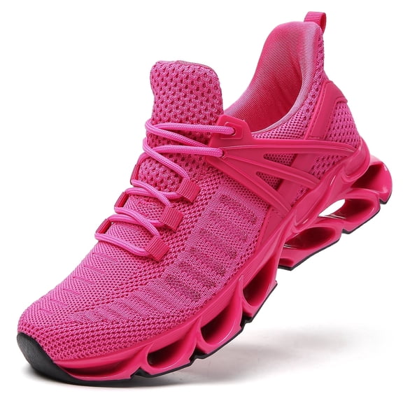 Women Shoes Slip on Fashion Sport Running Tennis Athletic Walking Shoes Gym Runner Trail Shoes Rose Red Size 6.5