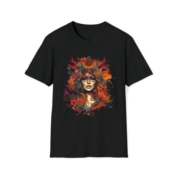 Woman Floral Unisex Softstyle T-Shirt Boho Hippie Chic Festival Inspired