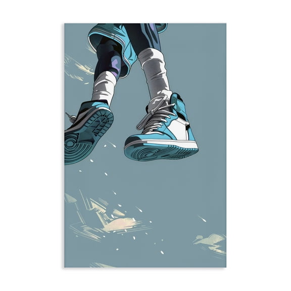 Stupell Industries Modern Sporty Jump with Sneakers Canvas Art, 16 x 24, by Ray Powers