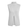 thumbnail image 4 of Fewfanhot Women's Mock Neck Knit Sleeveless Vest, Asymmetrical Wrap Split Sweater Tank, Casual Loose Fit Knitwear Top, S-XL, 4 of 7