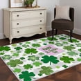 thumbnail image 3 of 3'x5' Rug for Living Room Bedroom, St Patricks Day Washable Area Rugs Non-Slip Carpet Mats, Shamrock Grey Green Spring Modern Leaf Indoor Low Pile Area Rug Runner for Kitchen, Mudroom, 3 of 8