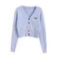 thumbnail image 1 of Camisa de punto para mujer, suelta, retro, de manga larga, con botones, suéter, abrigo de otoño, azul Inevent AP001150-05B, 1 of 7