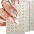 thumbnail image 1 of 8 hojas de pegatinas para uñas francesas doradas con purpurina, pegatinas 3D para uñas con forma de corazón, mariposa y estrella, pegatinas reflectantes para uñas francesas, 1 of 5