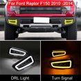 thumbnail image 2 of Lámpara antiniebla para coche de 12 V, luz LED blanca DRL, luz diurna, luz de señal de giro ámbar para Ford Raptor F150 2010 2011 2012 2013 2014, 2 of 5