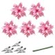 thumbnail image 1 of 3uds. Cabezas de flores con purpurina de 14 cm con clip y tallo para decoración de árbol de Navidad (rosa, 5 unidades), 1 of 3