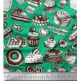 thumbnail image 1 of Soimoi Rayon Fabric Cupcake,Donut & Cookies Food Printed Fabric 1 Yard 56 Inch Wide, 1 of 1