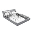 thumbnail image 2 of Ambesonne Landscape Fitted Sheet & Pillow Sham Set, Farm Town Houses Mill, Full, Black White, 2 of 2
