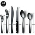 thumbnail image 5 of 48-Piece Black Silverware Set for 8, with Steak Knives - Food Grade Stainless Steel Flatware Cutlery Utensil Set - Premium Mirror Polished Finish for Home Restaurant Daily Use, 5 of 9