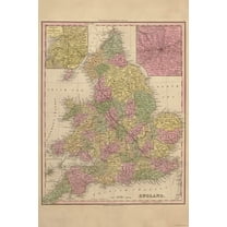 24"x36" Gallery Poster, map of England 1844