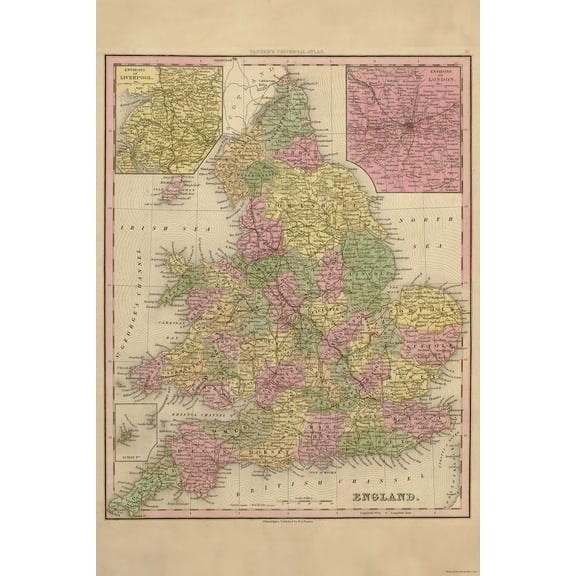 24"x36" Gallery Poster, map of England 1844