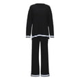 thumbnail image 4 of Ladies Casual Solid Color Knitted Long Sleeve Pants Suit - Soft Imitation Fabric Two Piece Set, Loose Elastic Design for Spring/Autumn/Winter, Suitable for Daily/Party/Holiday, 4 of 7
