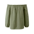 thumbnail image 2 of Gomelly Women T Shirt Solid Color T-shirt Loose Tee Ladies Casual Loungewear Pullover Long Sleeve Tunic Blouse Military Green 5XL, 2 of 6
