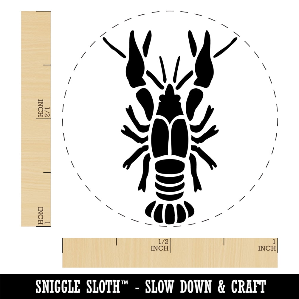 Crawdad Crayfish Mudbug Crustacean Self-Inking Rubber Stamp Ink Stamper - Orange Ink - Medium 1 Inch