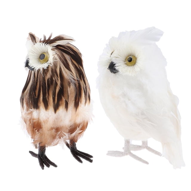 DOLITY 2Pcs Mini Artificial Owl, Furry Realistic Imitation Taxidermy Home Garden Desk