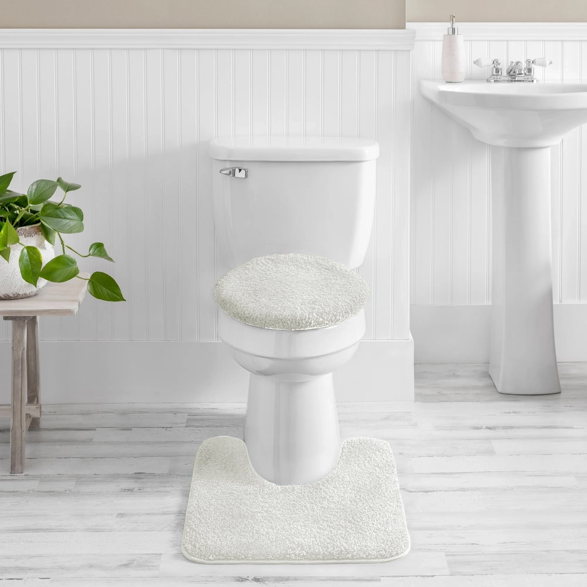 Mainstays Performance Recycled Polyester 3 Piece Bath Rug Set, Arctic White