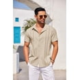 thumbnail image 4 of COOFANDY Men's Cuban Guayabera Short Sleeve Button Down Shirt - Casual Summer Beach Linen Shirts, 4 of 7