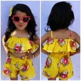 thumbnail image 4 of Emmababy Toddler Kids Baby Girl Floral Halter Ruffled Outfits Clothes Tops+Shorts 2PCS Set, 4 of 7