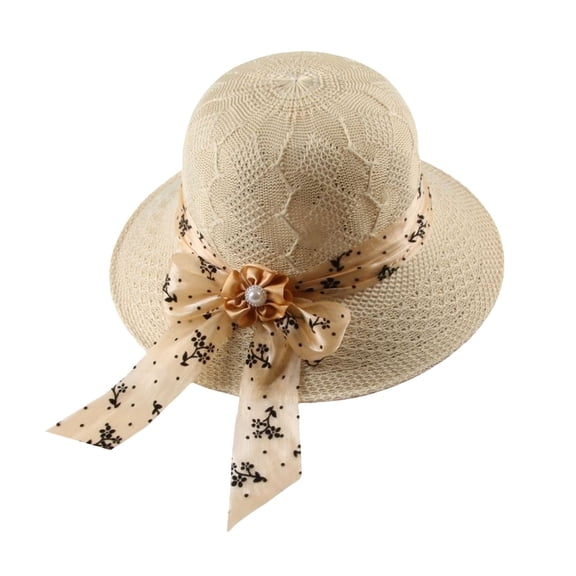 Duoif Women's Wide Brim Sun Hats with Bowknot, Boho Summer Beach Hat,Floppy Hat, Outdoor Sun Protection Hat