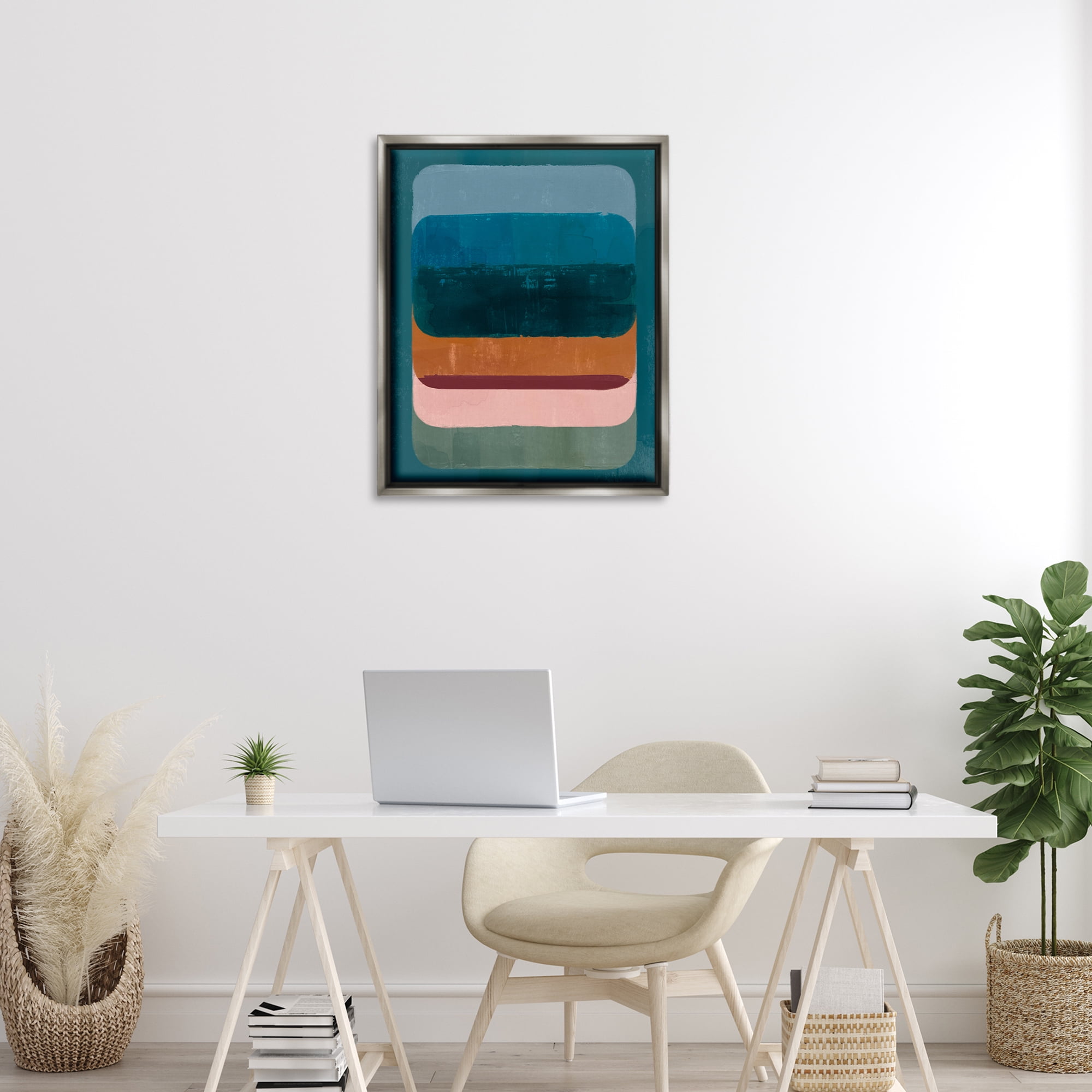 Stupell Industries Southwestern Inspired Pattern Abstract Painting Gray Floater Framed Canvas Art Print Wall Art, 25 x 31