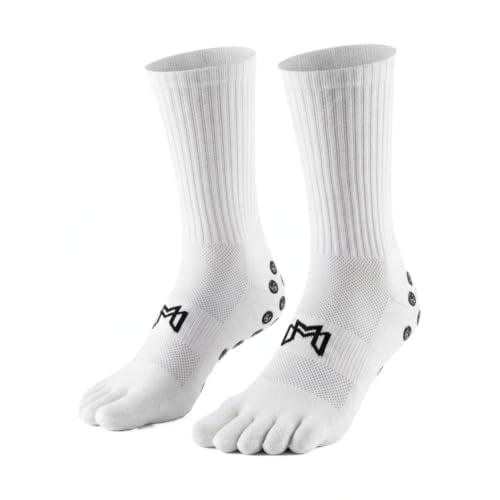 MediCaptain Barefoot Five Toe Grip Socks with Silicone Grip Pads, White