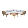 thumbnail image 6 of L-shaped Corner Sectional Seating Group with Waterproof Stain-resistant Cushions, Outdoor Furniture Set with High-resilience Foam, for Villas, Balcony, Gray, 6 of 9