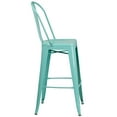 thumbnail image 5 of Emma + Oliver 4 Pack 30" High Mint Green Metal Indoor-Outdoor Barstool with Back, 5 of 12