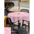 thumbnail image 4 of Outdoor Tablecloth with Umbrella Hole and Zipper, Christmas Pink Square Table Cloth 60x60 Inch Waterproof Tablecloth, Xmas Winter Snowflakes New Year Holiday Picnic Table Cover for Patio Camping, 4 of 7