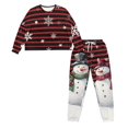 thumbnail image 4 of Yuyamidu Christmas Pajama for Women Snowman Long Sleeve Nightwear Snowflake Round Neck Pjs Top and Pants Set of 2 Winter Fall Sleepwear Sets Size M, Red Black Stripes, 4 of 7