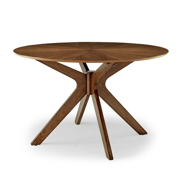 Modway Crossroads 47" Round Wood Dining Table in Walnut