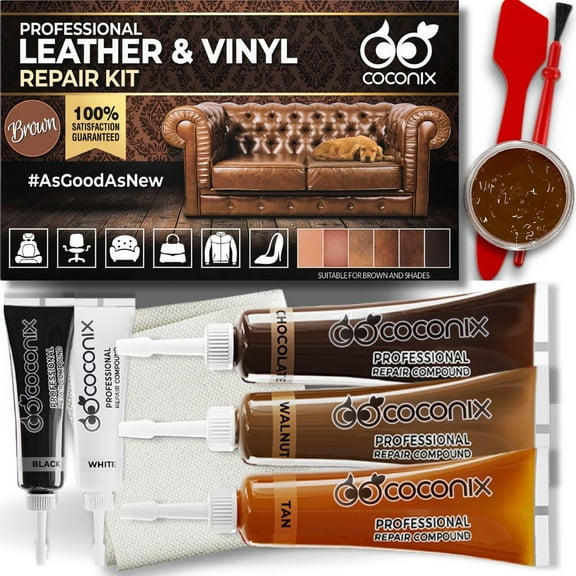 Leather & Vinyl Repair Kit - Brown Shades | Fix Tears, Holes, Scratches, and Peeling on Furniture, Car Seats, Jackets Easy Application with Customizable Colors