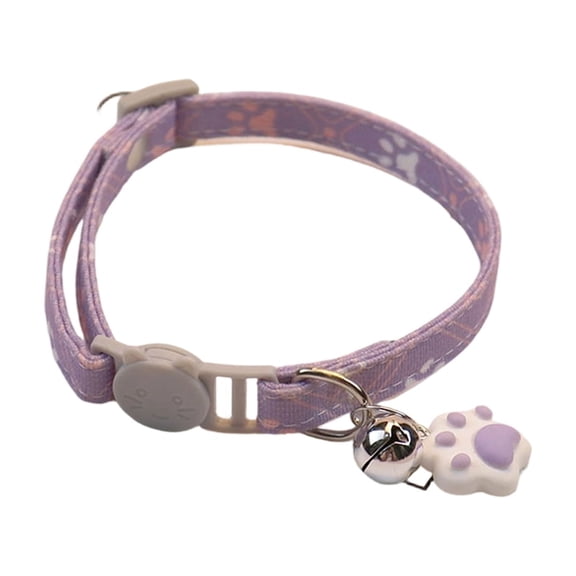 Pet Collar for Cats And Dogs, Small And Medium-sized Dogs, Cute Footprints, Bell, Cats Collar,Gifts for Pets and Pet Lovers(Purple,7.5In-11.8In)