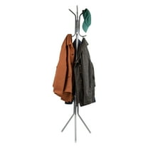 Mind Reader Freestanding Coat Rack, Multi-Hook Organizer for Office or Entryway, Metal, Silver