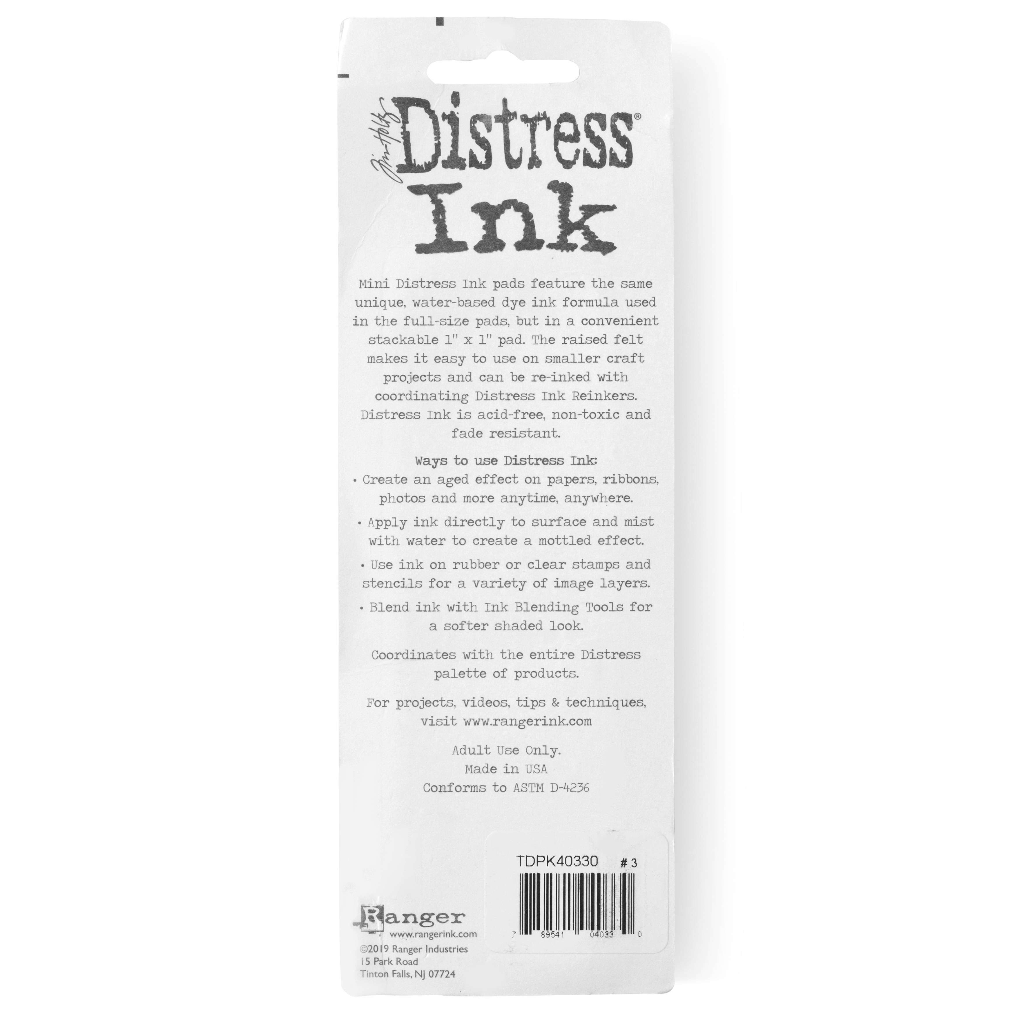 Ranger Tim Holtz Distress Ink Pads Mini Kit Three, 1 Pack of 6 Piece